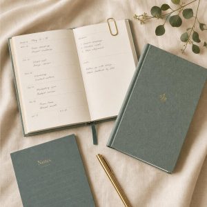 Sage Linen Weekly Planner and Notepad Set